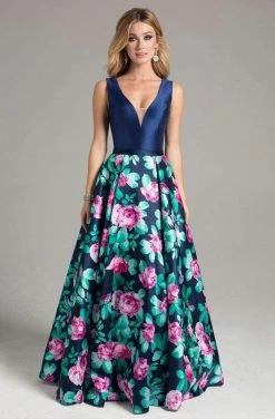 Formal Gowns Lara Dresses - 32826 Floral Print Evening Gown - 1 Pc Floral In Size 8 Available