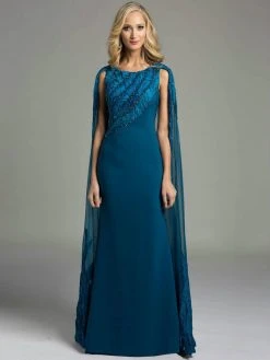 Lara Dresses - 32970 Majestic Sleeveless Gown With Sheer Cape