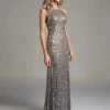 Lara Dresses - 33002 Halter Neck Sheer Panel Silver Evening Gown 2 Lara Dresses - 33002 Halter Neck Sheer Panel Silver Evening Gown