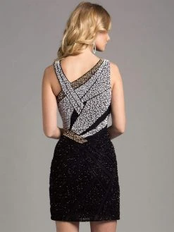 Lara Dresses - 33010 Sleeveless Asymmetrical Sparkling Short Dress 5 Lara Dresses - 33010 Sleeveless Asymmetrical Sparkling Short Dress