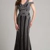 Formal Gowns Lara Dresses - 33204 Cold Shoulder V Neck Sheath Long Dress