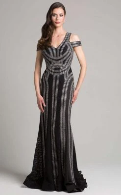 Formal Gowns Lara Dresses - 33204 Cold Shoulder V Neck Sheath Long Dress