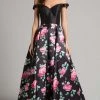 Formal Gowns Lara Dresses - 33207 Floral Off Shoulder A-line Dress 1 Formal Gowns Lara Dresses - 33207 Floral Off Shoulder A-line Dress