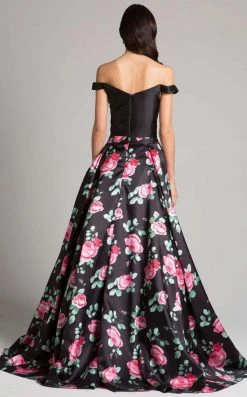 Formal Gowns Lara Dresses - 33207 Floral Off Shoulder A-line Dress 5 Formal Gowns Lara Dresses - 33207 Floral Off Shoulder A-line Dress
