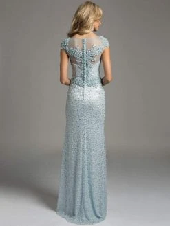 Lara Dresses - 33210 Cap Sleeve Bateau Neck Long Sheath Gown Formal Gowns