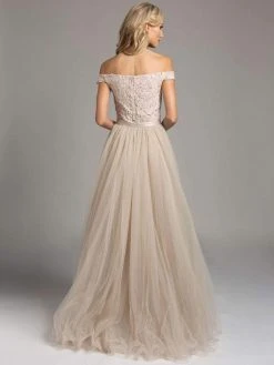 Formal Gowns Lara Dresses - 33213 Embellished Off Shoulder Long A-line Gown