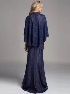 Lara Dresses - 33214 Beaded Strapless Sweetheart Long Gown With Cape Formal Gowns