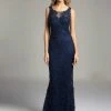 Lara Dresses - 33227 Sheer Bateau Illusion Sheath Evening Gown Formal Gowns