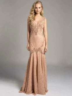 Lara Dresses - 33229 Embellished Sheer Trumpet Evening Gown Formal Gowns
