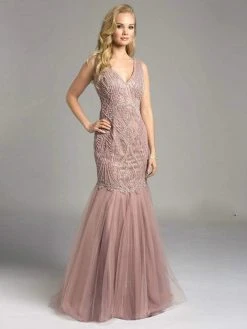 Lara Dresses - 33245 Jewelled Mermaid Gown With Tulle Skirt Formal Gowns
