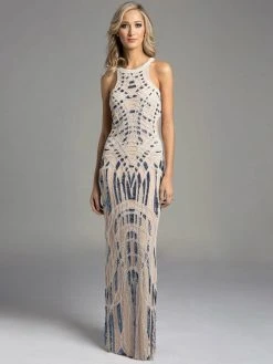 Lara Dresses - 33254 Bewitching Halter Gown With Eccentric Beadworks