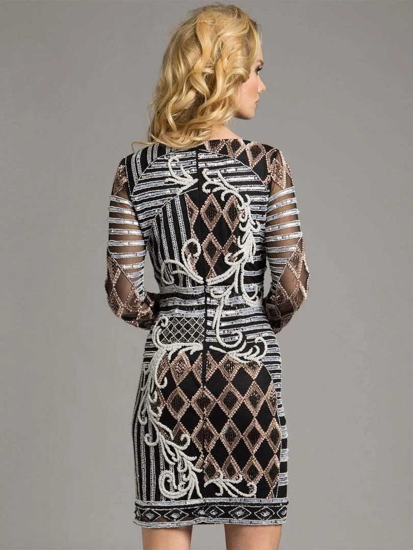 Cocktail Dresses Lara Dresses - 33264 Sassy Beaded Long Sleeve Cocktail Dress 4 Cocktail Dresses Lara Dresses - 33264 Sassy Beaded Long Sleeve Cocktail Dress