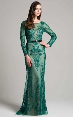 Formal Gowns Lara Dresses - 33276 Laced Illusion Bateau Sheath Dress