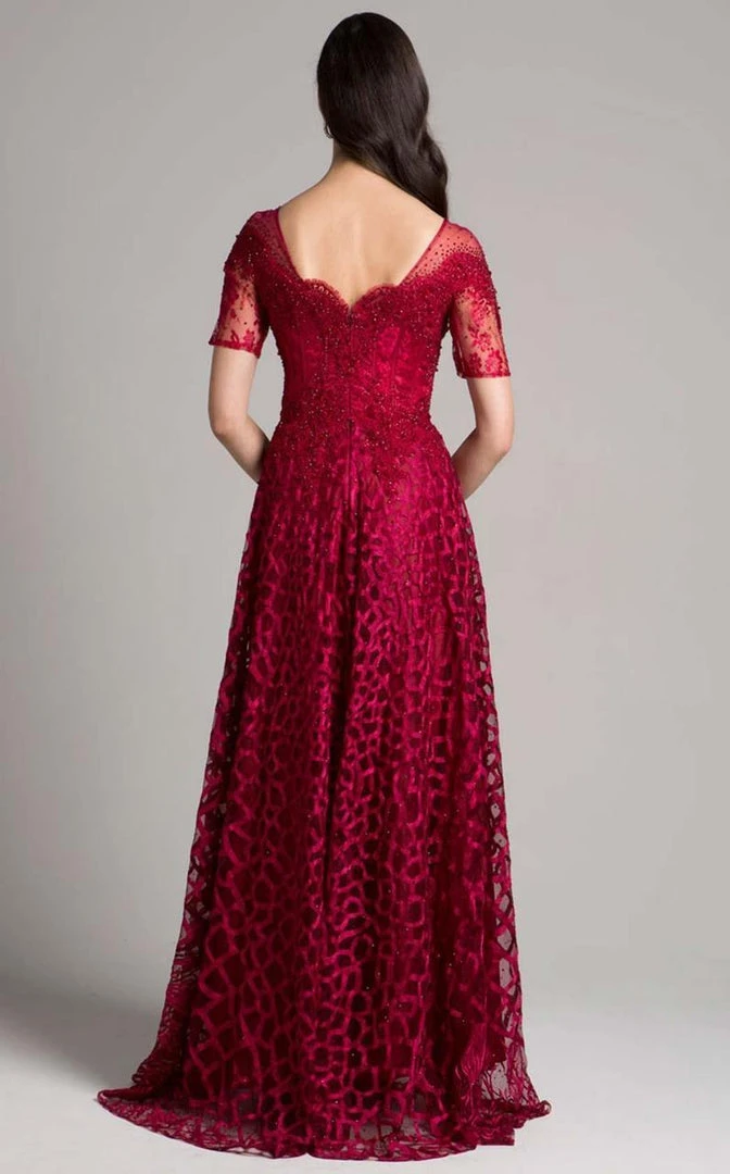 Lara Dresses - 33278 Beaded V-neck A-line Dress 4 Lara Dresses - 33278 Beaded V-neck A-line Dress