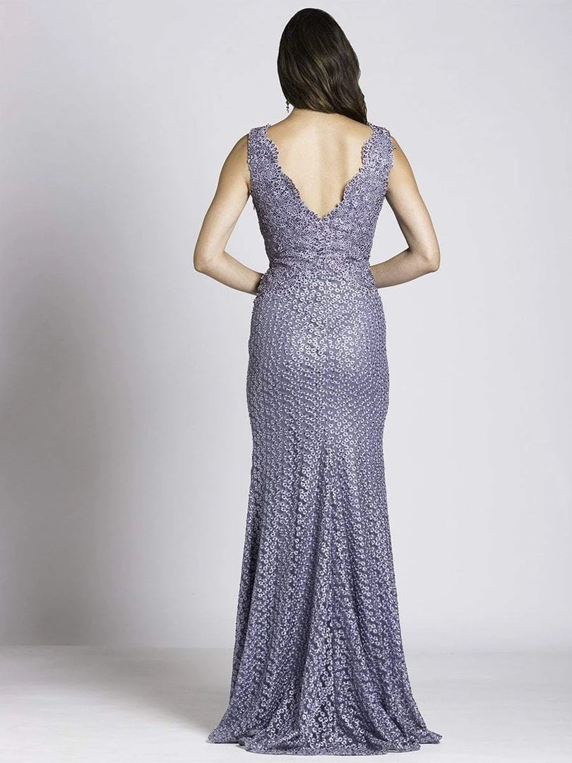 Formal Gowns Lara Dresses - 33279 Scalloped V-Neck Lace Gown 4 Formal Gowns Lara Dresses - 33279 Scalloped V-Neck Lace Gown