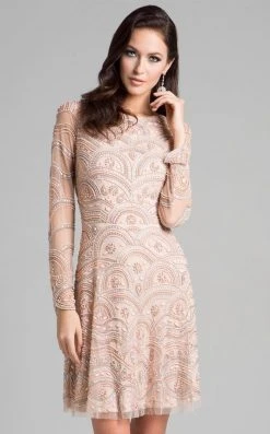 Lara Dresses - 33407 Embellished Bateau A-line Dress Cocktail Dresses