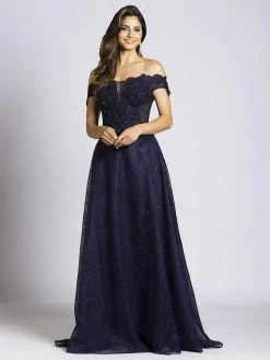 Formal Gowns Lara Dresses - 33493 Beaded Off Shoulder Evening Gown