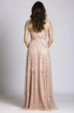 Lara Dresses - 33499 Beaded Floral Applique Evening Gown Formal Gowns