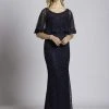 Lara Dresses - Scoop Capelet Overlay Evening Gown 33498 1 Lara Dresses - Scoop Capelet Overlay Evening Gown 33498