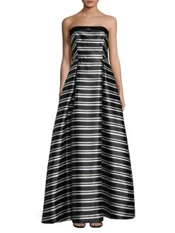 Laundry - 97R15202 Strapless Striped Mikado Ballgown Formal Gowns