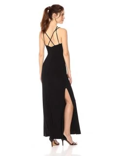Formal Gowns Laundry - 97R25440 Crisscross Front High Slit Jersey Gown