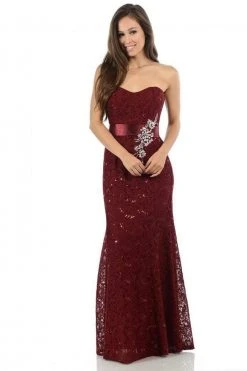 Lenovia - 5113 Strapless Sweetheart Sequined Lace Dress Formal Gowns 45 Lenovia - 5113 Strapless Sweetheart Sequined Lace Dress Formal Gowns