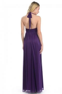 Lenovia - 5115 Crystal Embellished Plunging Halter Dress Formal Gowns