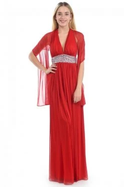 Lenovia - 5115 Crystal Embellished Plunging Halter Dress Formal Gowns