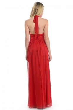 Lenovia - 5115 Crystal Embellished Plunging Halter Dress Formal Gowns