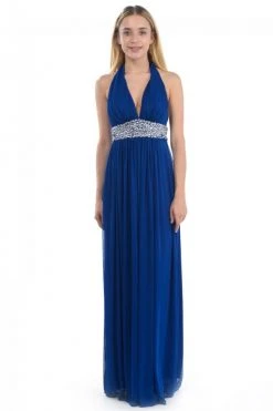 Lenovia - 5115 Crystal Embellished Plunging Halter Dress Formal Gowns