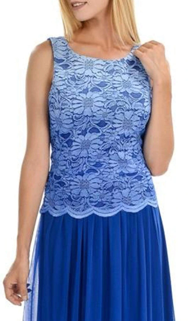 Lenovia - 5142 Lace Scoop Chiffon A-line Dress With Mini Train Formal Gowns 4 Lenovia - 5142 Lace Scoop Chiffon A-line Dress With Mini Train Formal Gowns