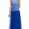 Lenovia - 5142 Lace Scoop Chiffon A-line Dress With Mini Train Formal Gowns