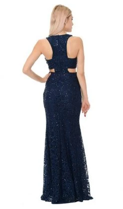 Lenovia - 5170 Lace Plunging V-Neck Evening Dress