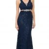 Lenovia - 5170 Lace Plunging V-Neck Evening Dress