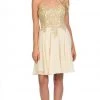Lenovia - 8110 Gold Embroidered Strapless Cocktail Dress