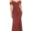 Lenovia - Off Shoulder Glitter Trumpet Long Dress 5213 - 1 Pc Silver In Size M Available