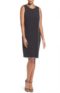 Cocktail Dresses London Times - L1930M Crystal Trim Sheath Dress