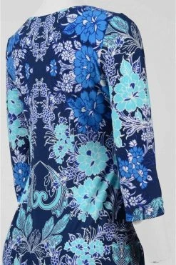 London Times - T2714MNR Quarter Sleeve Bateau Floral Dress