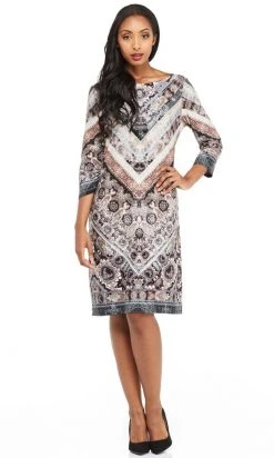 Cocktail Dresses London Times - T3085M Chevron Print Sheath Dress