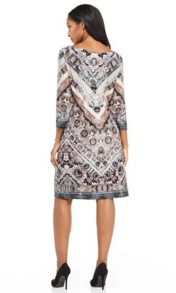 Cocktail Dresses London Times - T3085M Chevron Print Sheath Dress