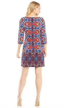 London Times - T3427M Paisley Print Quarter Sleeve Shift Dress Cocktail Dresses