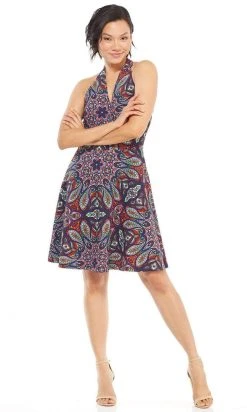 London Times - T3536M Floral Halter A-Line Dress Cocktail Dresses