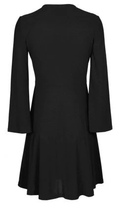 London Times - T3732M Long Sleeve V-Neck Solid Jersey Short Dress