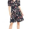 London Times - T3783M Floral Short Sleeve Fit And Flare Jacquard Dress 2 London Times - T3783M Floral Short Sleeve Fit And Flare Jacquard Dress
