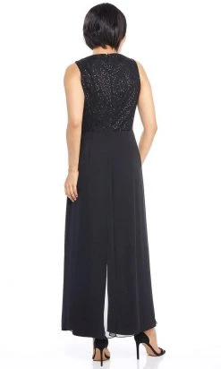 London Times - T3848M Sequin Lace Top Split Leg Jumpsuit Prom Dresses