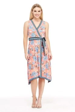 London Times - T4184M Floral Print V-Neck A-Line Dress Cocktail Dresses