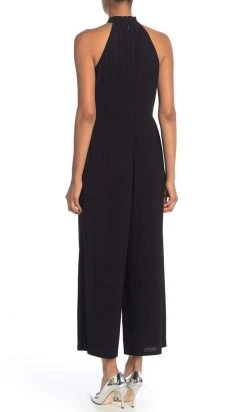 London Times - T4399M Twisted Halter Neck Wide Leg Jumpsuit