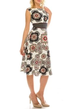 London Times - T4439M Printed Jewel A-Line Cocktail Dress 11 London Times - T4439M Printed Jewel A-Line Cocktail Dress