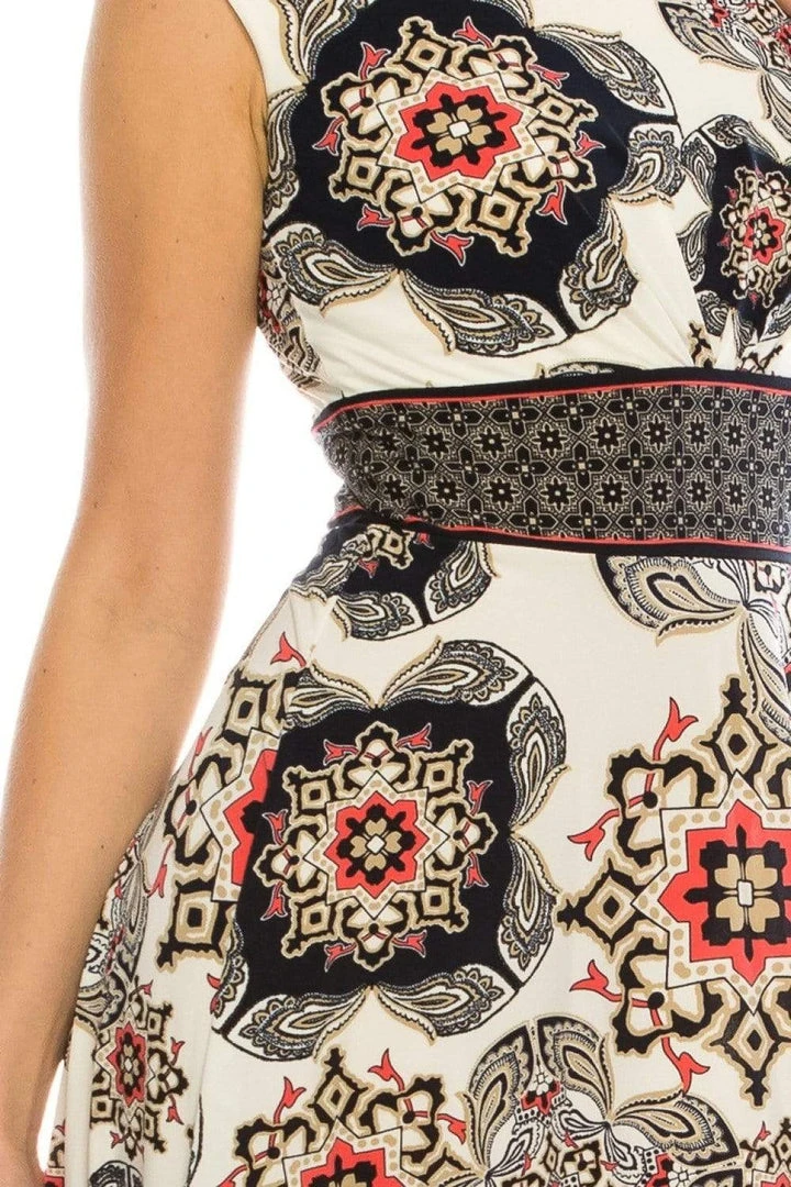 London Times - T4439M Printed Jewel A-Line Cocktail Dress 8 London Times - T4439M Printed Jewel A-Line Cocktail Dress