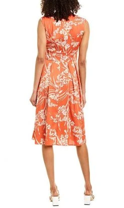 London Times - T4508M Knee Length Floral Print Tie Front Satin Dress
